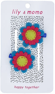 Bluebell Flower Hair Clips- Blue and Citrus