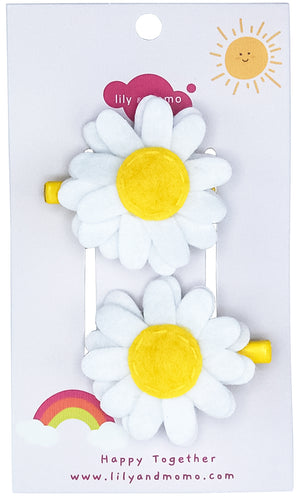 Little Daisy Flower Hair Clips- White and Yellow