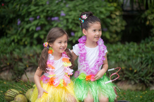 Hawaiian Flowers Hair Clips- Orange and Pink