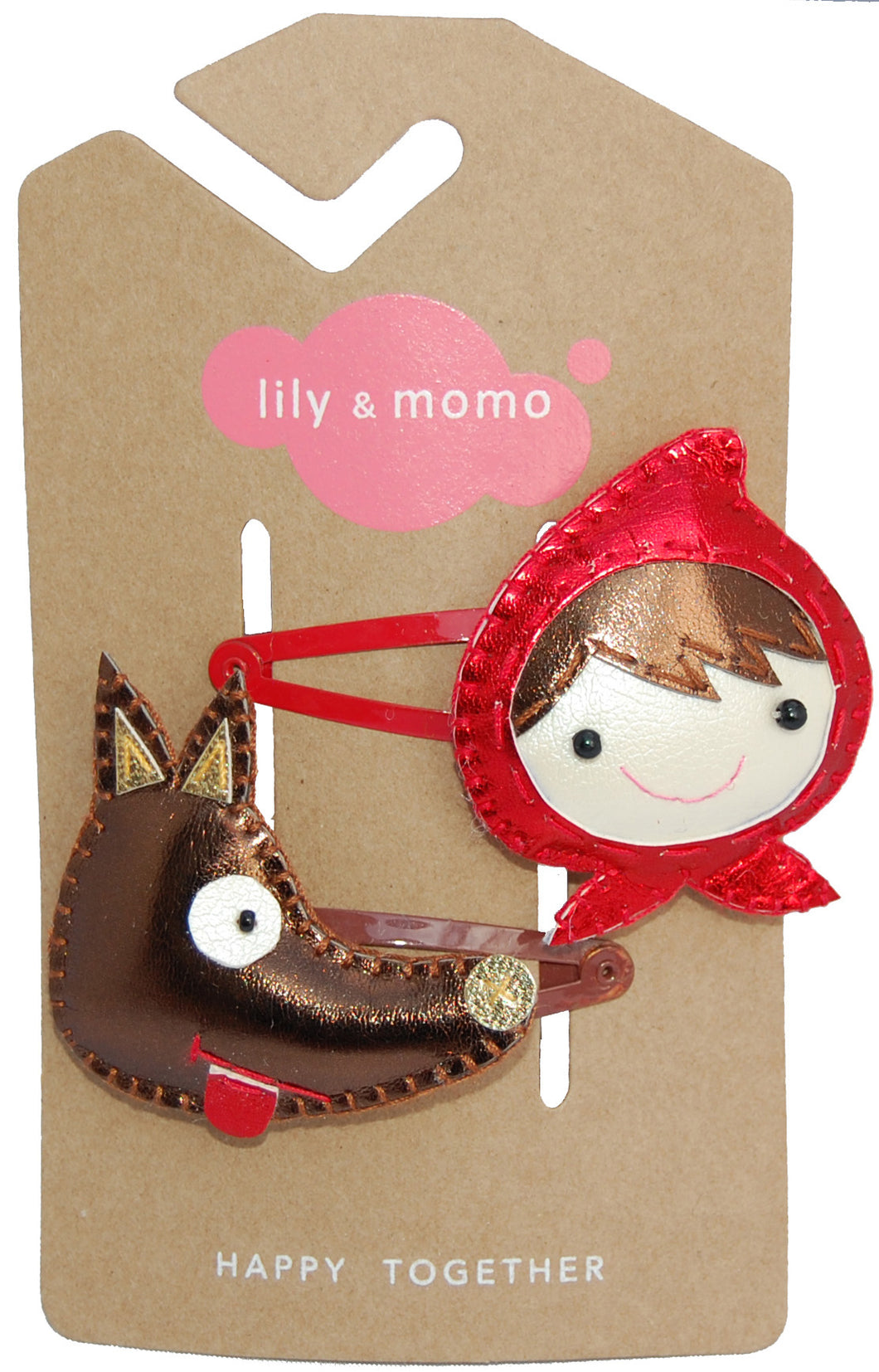 Big Bad Wolf Hair Clips- Red and Brown