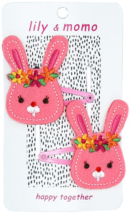 Bunny Hair Clips- Pink