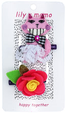 Load image into Gallery viewer, Crazy Kitty &amp; Flower Hair Clips- Pink and Yellow