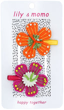 Load image into Gallery viewer, Hawaiian Flowers Hair Clips- Orange and Pink