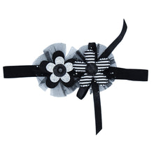 Load image into Gallery viewer, Tulle Flower Headband- Black and Silver