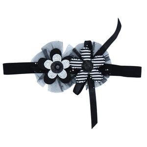 Tulle Flower Headband- Black and Silver