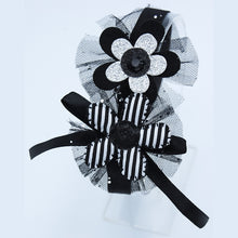 Load image into Gallery viewer, Tulle Flower Headband- Black and Silver