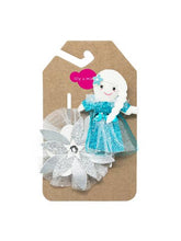 Load image into Gallery viewer, Snow Princess Kids Hair Clips- Aqua and White