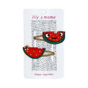 Wacky Watermelon Hair Clips- Red and Green