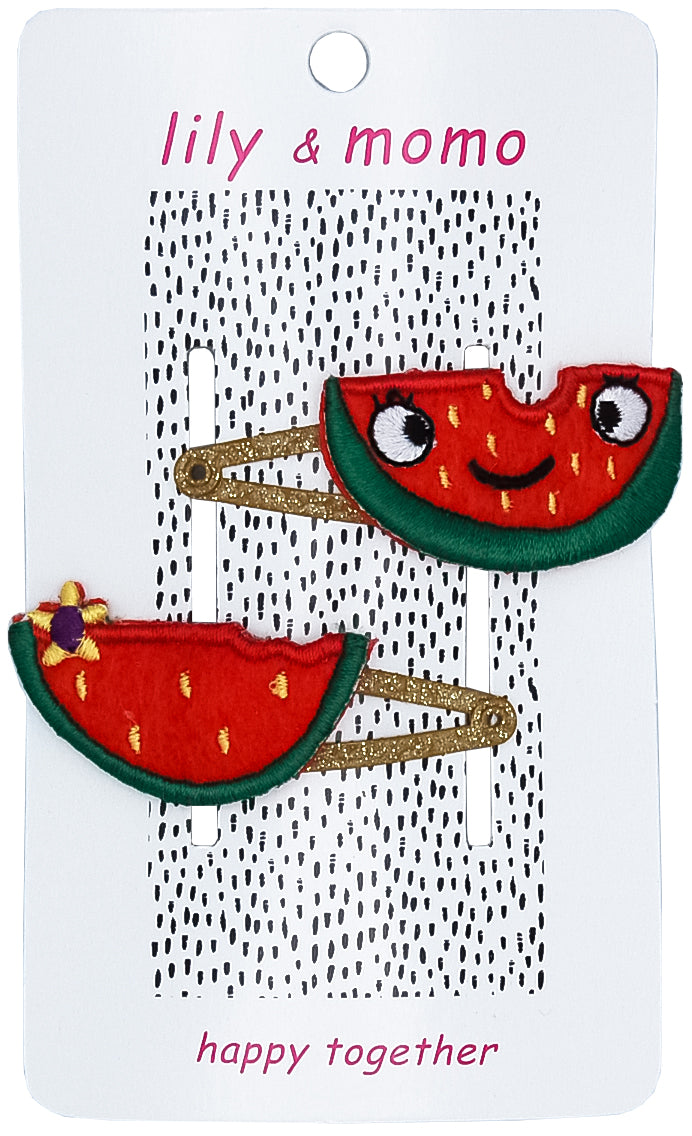 Wacky Watermelon Hair Clips- Red and Green