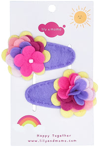 Samantha Flower Hair Clips- Lilac and Pink