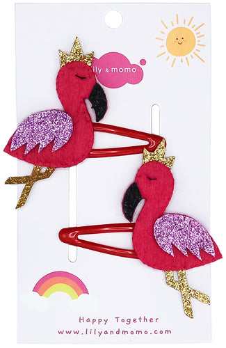 Flamingo Friends Hair Clips- Pink