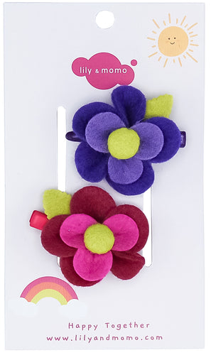 Becca Flower Hair Clip - Pink and Purple