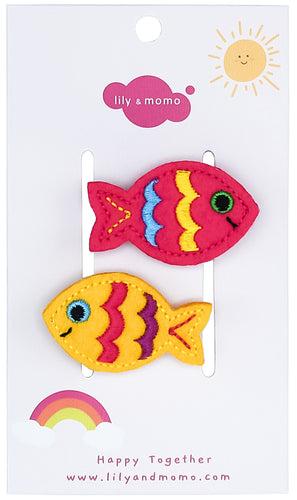 Friendly Fish Hair Clips- Pink and Yellow