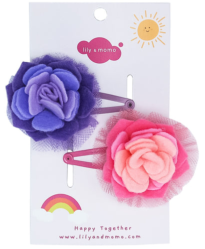 Blossom Flowers Hair Clips- Pink and Lilac