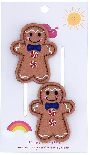 Gingerbread Friends Hair Clips- Multi