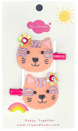 Pink Cat Handmade Kids Hair Clips- Pretty Pinks