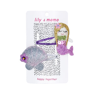 Pastel Mermaid and Shell- Glitter Silver