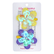 Load image into Gallery viewer, Pastel Petal Flowers Kids Hair Clips- Yellow and Lilac