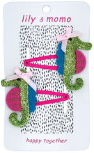 Load image into Gallery viewer, Seahorses Kids Hair Clips- Pink and Glitter Green