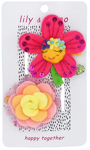 Sweet Flower Friend Hair Clips- Pink and Peach