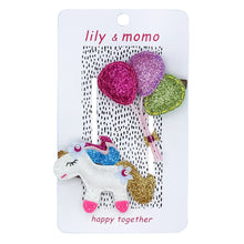 Load image into Gallery viewer, Unicorn Balloon Party Kids Hair Clips- Glitter Multi