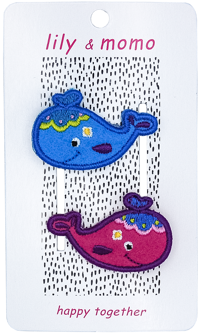 Wonderful Whales Hair Clips- Ocean Blue and Pink