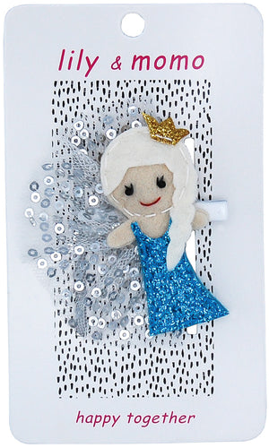 Belle Princess Hair Clip - Glitter Aqua and Silver