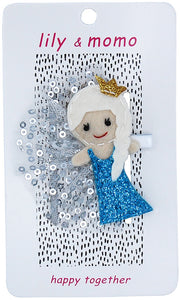 Belle Princess Hair Clip - Glitter Aqua and Silver