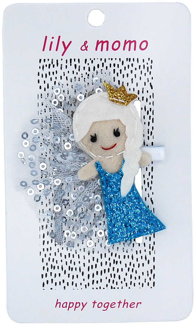 Belle Princess Hair Clip - Glitter Aqua and Silver