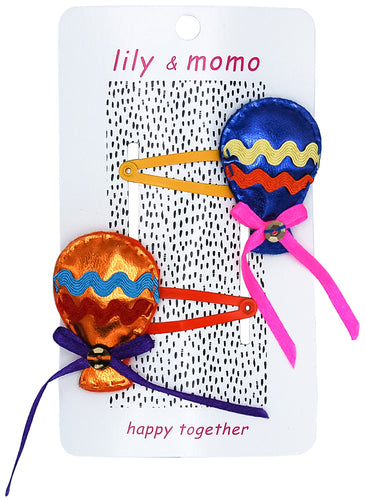 Carnival Balloons Hair Clips- Fiesta Orange and Blue