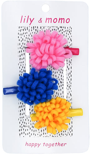 Carnival Pom Pom Hair Clips- Multi