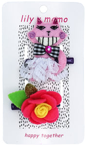 Crazy Kitty & Flower Hair Clips