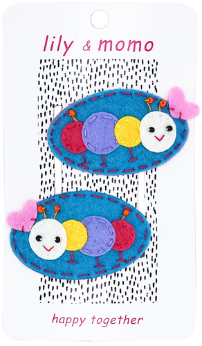 Cute Caterpillar Hair Clips- Multi