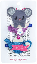 Load image into Gallery viewer, Cute Mouse &amp; Teapot Hair Clips- Grey and Aqua