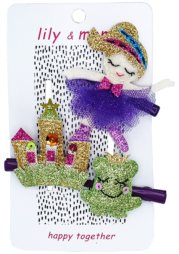 Dancing Princess and Frog Hair Clips- Multi