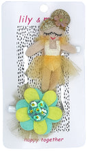 Load image into Gallery viewer, Flora Princess Kids Hair Clips- Glitter Gold and Yellow