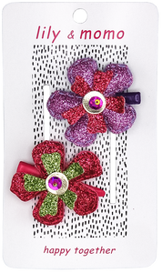 Glitter Flowers Hair Clips- Multi