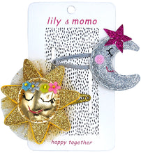 Load image into Gallery viewer, Good Day &amp; Good Night Kids Hair Clips- Gold and Silver