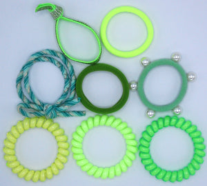 Hair Ties Color Pop Set - Neon Green