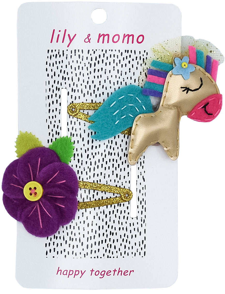 Happy Horse Hair Clips- Multi