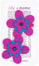 Load image into Gallery viewer, Hibiscus Flower Kids Hair Clips- Magenta and Blue
