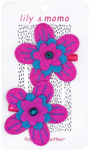 Hibiscus Flower Hair Clips- Magenta and Blue