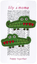 Load image into Gallery viewer, Little Croc Hair Clips- Green and Red