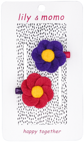 Little Flower Hair Clips - Pink & Purple