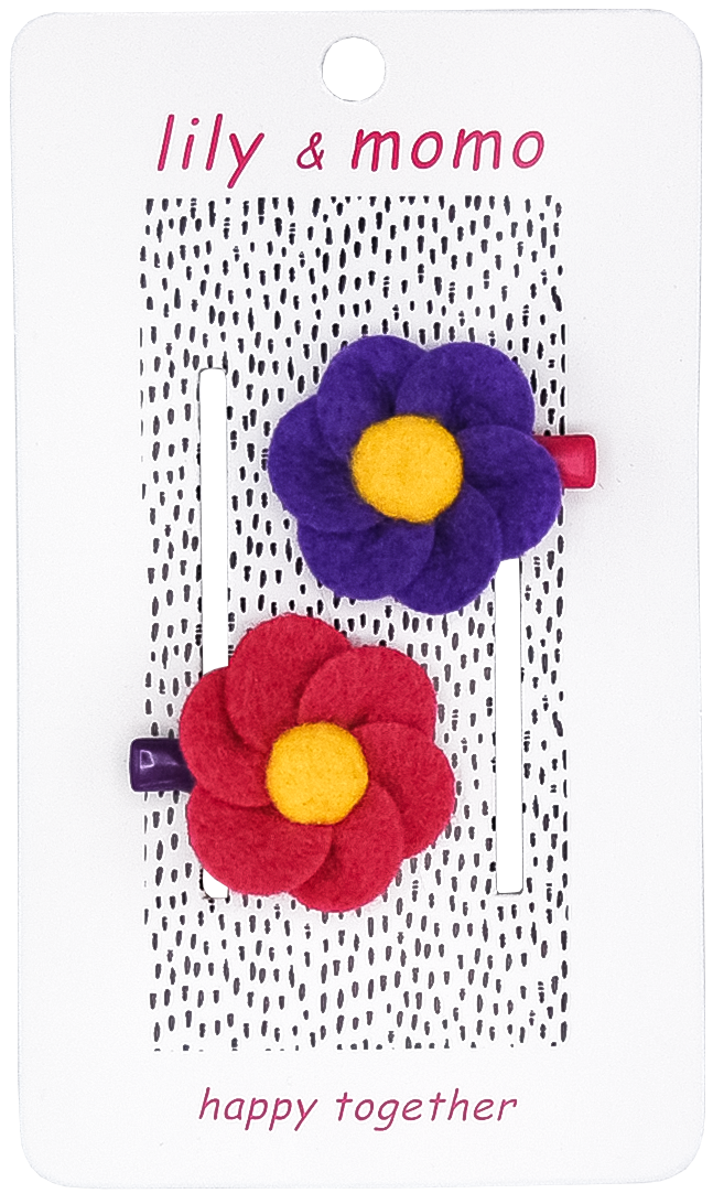 Little Flower Hair Clips - Pink & Purple