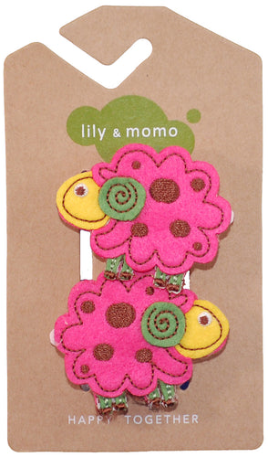 Little Lamb Hair Clips- Pink and Yellow
