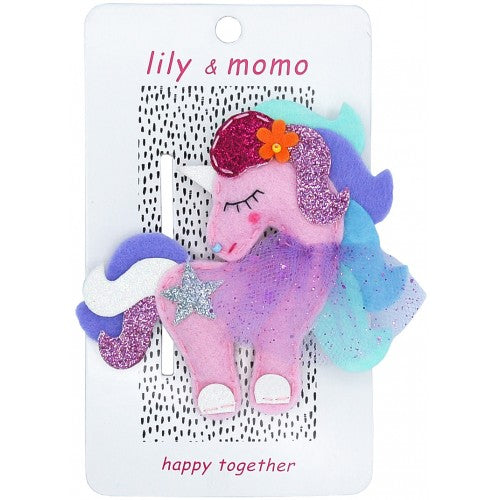 Marshmallow Unicorn Hair Clip- Pastel Pink