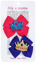 Load image into Gallery viewer, Princess Bows Kids Hair Clips- Pink and Purple