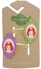 Load image into Gallery viewer, Princess Cameo Kids Hair Clips - Lime and Lilac