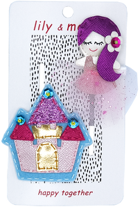Princess & Castle Hair Clips- Oink and Purple